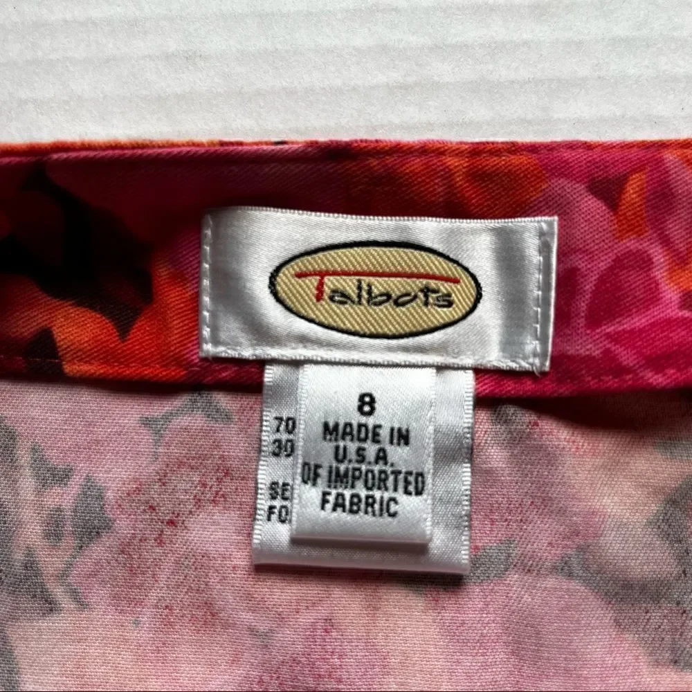 Talbots NWT skirt Maxi Size 8 Beautiful pink orange and brown floral side zip